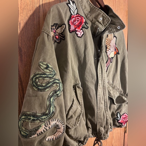 H&M Bohemian Punk Embroidered Patchwork Bomber - Picture 3 of 11